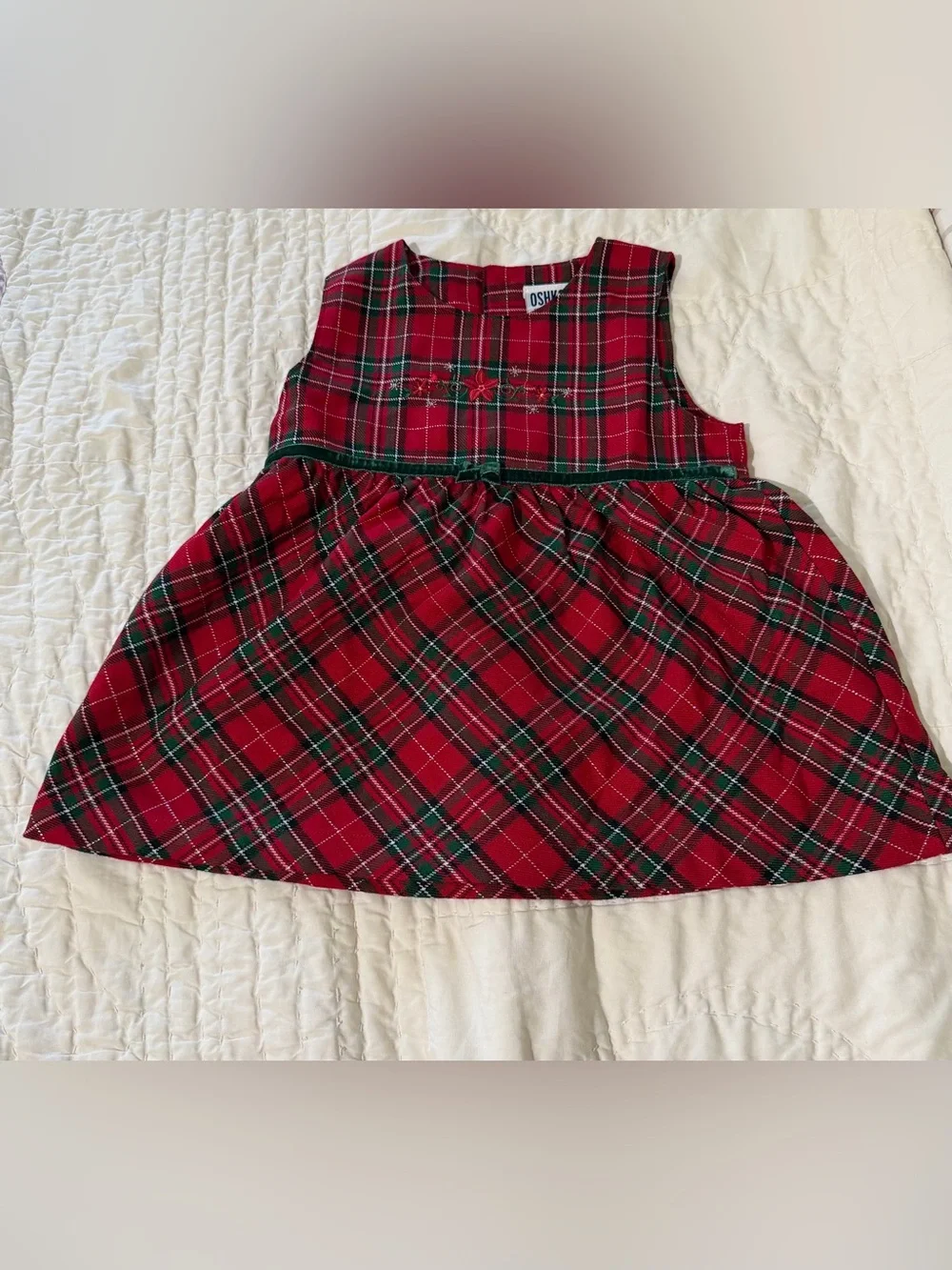 OshKosh B'gosh Red Plaid Embroidered Holiday Dress 12 months